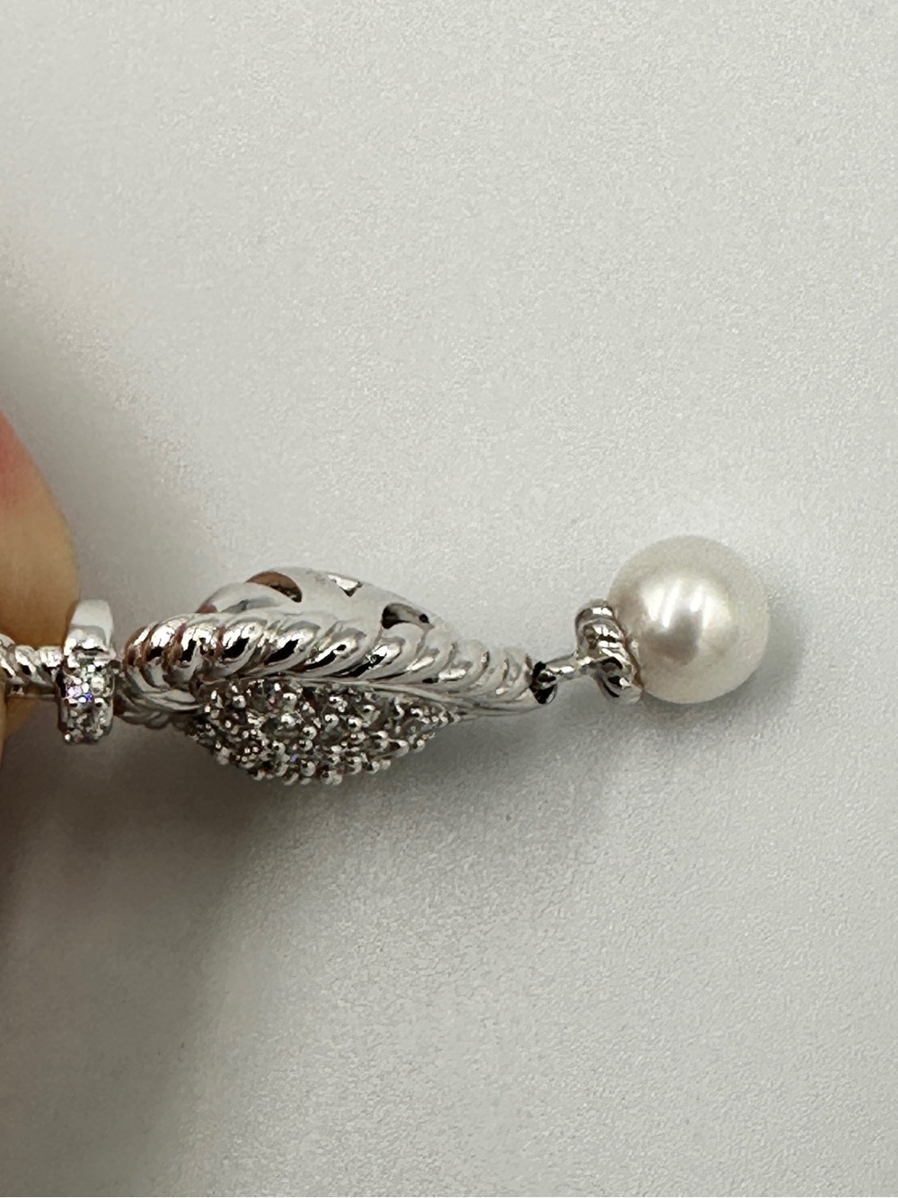 New Judith Ripka 925 Sterling Silver Puffed Heart Dangling Pearl Pendant Charm - Picture 9 of 10